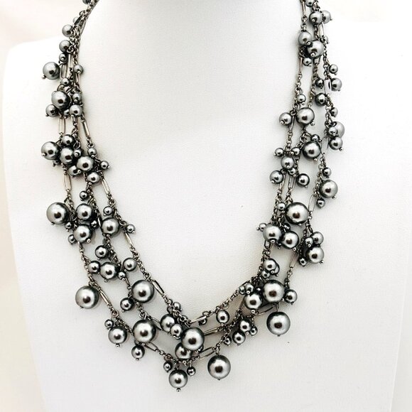 Talbots Multistrand Bead & Chain Statement Necklace - Picture 1 of 5